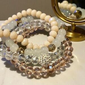 Elegant Beaded Bracelet Stack of 4 Bracelets